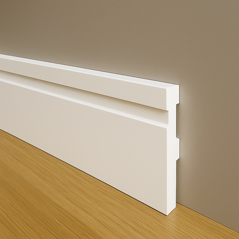 RODAPÉ FRISADO DE 10CM BRANCO POLIESTIRENO LINHA SLIM
