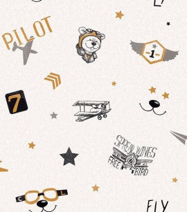 Papel de Parede Fofura Baby - Ursinho Aviador CÓD: FF4031